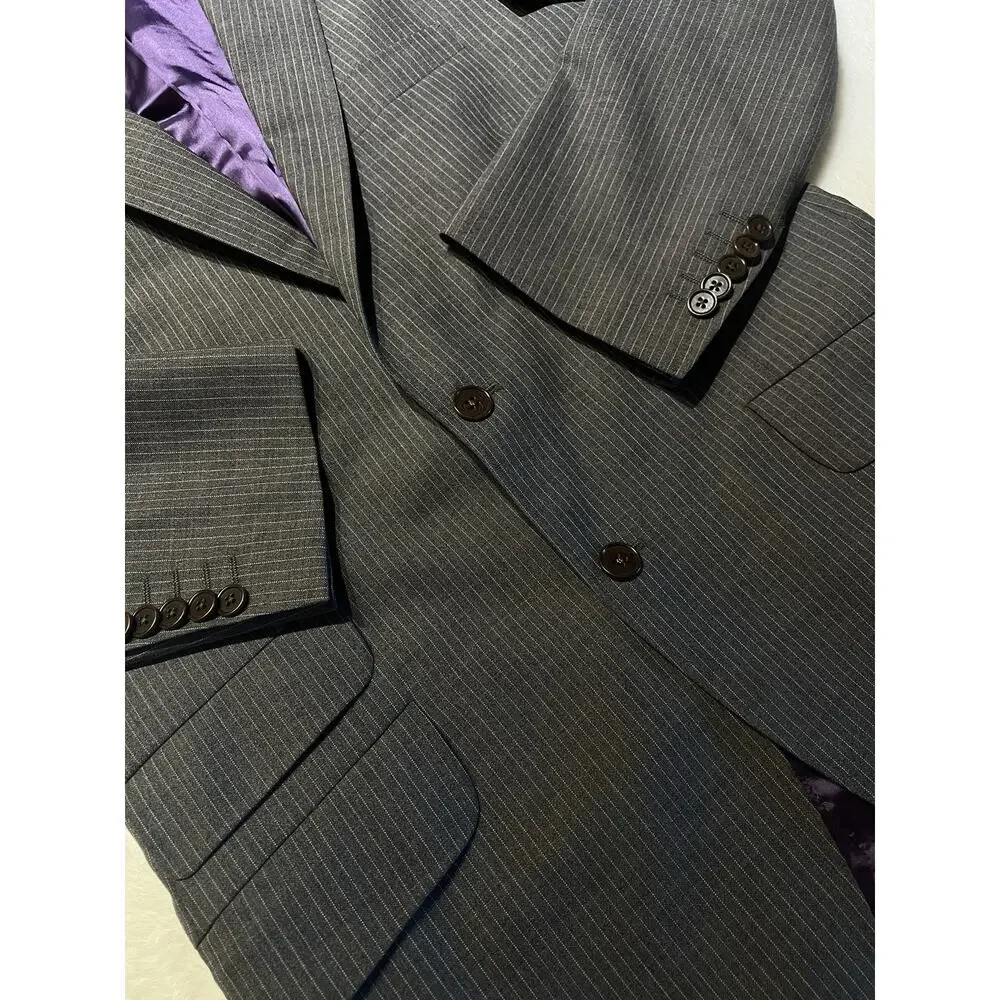 Paul Smith Abbey Road Suit 38R 33x33 Slim Gray Stripe Italian Wool Designer